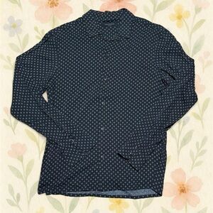 AllSaints Spadille LS Shirt Men’s XS Black White Spade Print Button Front